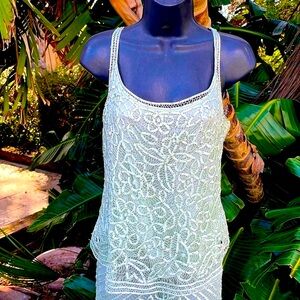 Soulmates beaded silk crochet, two piece, maxi skirt and top